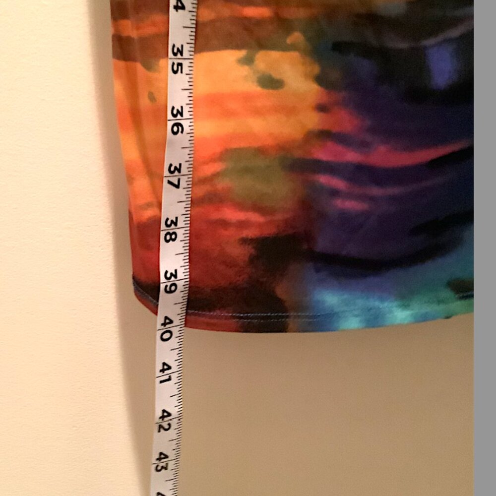 Nina Leonard, jewel-colors abstract wrap-around dress, Size L - Picture 4 of 10